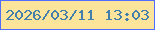 文字の大きさ：3、枠の色：4f6dff、背景の色：fce49a、文字の色：437faa 無料ブログパーツのブログ時計