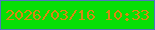 文字の大きさ：4、枠の色：4f76be、背景の色：07df05、文字の色：d88811 無料ブログパーツのブログ時計