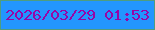 文字の大きさ：1、枠の色：4f9d7f、背景の色：2396fe、文字の色：9706a6 無料ブログパーツのブログ時計