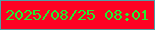 文字の大きさ：4、枠の色：4f9fa5、背景の色：fd0123、文字の色：21ee30 無料ブログパーツのブログ時計