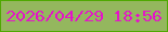 文字の大きさ：2、枠の色：4fa802、背景の色：94b75e、文字の色：e415c8 無料ブログパーツのブログ時計