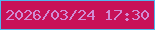文字の大きさ：2、枠の色：4fb7ee、背景の色：c71158、文字の色：d08bd3 無料ブログパーツのブログ時計
