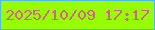 文字の大きさ：4、枠の色：4fb9f6、背景の色：96fe01、文字の色：d36292 無料ブログパーツのブログ時計