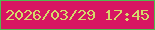 文字の大きさ：2、枠の色：4fba50、背景の色：d71562、文字の色：d5d96a 無料ブログパーツのブログ時計