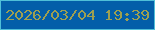文字の大きさ：2、枠の色：4fbfd8、背景の色：035ea9、文字の色：9e9f51 無料ブログパーツのブログ時計