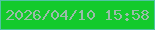 文字の大きさ：4、枠の色：4fc4a2、背景の色：13ca2c、文字の色：99bca8 無料ブログパーツのブログ時計