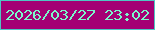 文字の大きさ：3、枠の色：4fc7c3、背景の色：a40074、文字の色：7bf8cb 無料ブログパーツのブログ時計