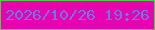 文字の大きさ：5、枠の色：4fcd47、背景の色：e604b0、文字の色：6d78e2 無料ブログパーツのブログ時計