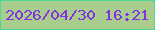 文字の大きさ：5、枠の色：4fd597、背景の色：a9cd8d、文字の色：8531e0 無料ブログパーツのブログ時計
