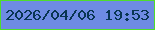 文字の大きさ：1、枠の色：4fdd2b、背景の色：6e8be3、文字の色：083552 無料ブログパーツのブログ時計