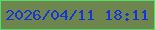 文字の大きさ：1、枠の色：4fde69、背景の色：6e854e、文字の色：1535d6 無料ブログパーツのブログ時計