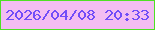 文字の大きさ：1、枠の色：4fe024、背景の色：f3bdf2、文字の色：714df8 無料ブログパーツのブログ時計
