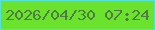 文字の大きさ：3、枠の色：4fe1e4、背景の色：6be22c、文字の色：4d7d44 無料ブログパーツのブログ時計