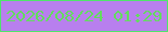 文字の大きさ：2、枠の色：4fe56b、背景の色：b87fee、文字の色：63dc5f 無料ブログパーツのブログ時計