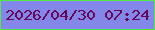 文字の大きさ：2、枠の色：4fea47、背景の色：8387ea、文字の色：650753 無料ブログパーツのブログ時計