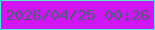 文字の大きさ：4、枠の色：4fedcb、背景の色：d116f5、文字の色：465f74 無料ブログパーツのブログ時計