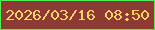 文字の大きさ：4、枠の色：4ff14e、背景の色：8d3a32、文字の色：f9d06b 無料ブログパーツのブログ時計