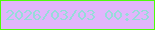 文字の大きさ：2、枠の色：4ffb0b、背景の色：e1b6fb、文字の色：96dcd9 無料ブログパーツのブログ時計