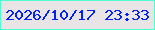 文字の大きさ：2、枠の色：4ffdd3、背景の色：e9e5e6、文字の色：0221f2 無料ブログパーツのブログ時計