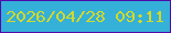 文字の大きさ：3、枠の色：500aad、背景の色：35b0d8、文字の色：d1d92b 無料ブログパーツのブログ時計