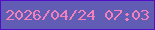 文字の大きさ：2、枠の色：500fc7、背景の色：625db4、文字の色：f280ba 無料ブログパーツのブログ時計