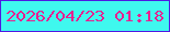文字の大きさ：3、枠の色：5018e2、背景の色：3ff8ee、文字の色：e72190 無料ブログパーツのブログ時計