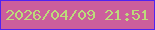 文字の大きさ：4、枠の色：5022f1、背景の色：cc5e9c、文字の色：bcdb7b 無料ブログパーツのブログ時計