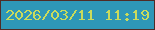 文字の大きさ：5、枠の色：502b26、背景の色：2e97b8、文字の色：cadb5c 無料ブログパーツのブログ時計