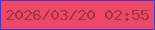 文字の大きさ：3、枠の色：5036c5、背景の色：ed476a、文字の色：9f383b 無料ブログパーツのブログ時計