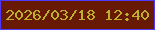 文字の大きさ：4、枠の色：5038fb、背景の色：671903、文字の色：bbb12d 無料ブログパーツのブログ時計