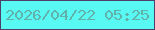 文字の大きさ：2、枠の色：503f69、背景の色：58f9f2、文字の色：5fb1a9 無料ブログパーツのブログ時計