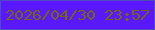 文字の大きさ：1、枠の色：504bc5、背景の色：5918fe、文字の色：716809 無料ブログパーツのブログ時計