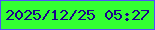 文字の大きさ：2、枠の色：5050fb、背景の色：33ff32、文字の色：1b018c 無料ブログパーツのブログ時計