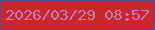 文字の大きさ：1、枠の色：505298、背景の色：cb262d、文字の色：bc81b0 無料ブログパーツのブログ時計