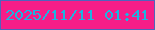 文字の大きさ：4、枠の色：5063bc、背景の色：f61d88、文字の色：1bb5e1 無料ブログパーツのブログ時計