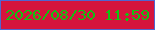 文字の大きさ：1、枠の色：5065d0、背景の色：d5143d、文字の色：11c211 無料ブログパーツのブログ時計