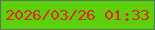 文字の大きさ：2、枠の色：50775d、背景の色：5cd10b、文字の色：e42612 無料ブログパーツのブログ時計