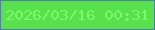 文字の大きさ：1、枠の色：50819e、背景の色：58e14d、文字の色：7afa6d 無料ブログパーツのブログ時計
