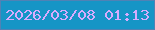 文字の大きさ：2、枠の色：5082b5、背景の色：1695c6、文字の色：d8acfe 無料ブログパーツのブログ時計