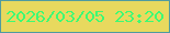 文字の大きさ：2、枠の色：509ba0、背景の色：e8d95e、文字の色：3ef974 無料ブログパーツのブログ時計
