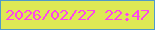 文字の大きさ：1、枠の色：509bc9、背景の色：dee955、文字の色：fe45ec 無料ブログパーツのブログ時計