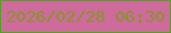文字の大きさ：2、枠の色：50a320、背景の色：ce6a9c、文字の色：849626 無料ブログパーツのブログ時計