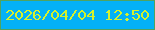 文字の大きさ：1、枠の色：50a360、背景の色：04b1f6、文字の色：d6f12d 無料ブログパーツのブログ時計