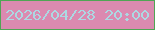 文字の大きさ：2、枠の色：50a555、背景の色：db8ab0、文字の色：acd8e2 無料ブログパーツのブログ時計
