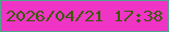 文字の大きさ：1、枠の色：50a58b、背景の色：f034c6、文字の色：395a05 無料ブログパーツのブログ時計
