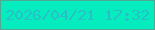 文字の大きさ：4、枠の色：50a792、背景の色：05edbe、文字の色：2abec7 無料ブログパーツのブログ時計