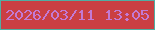 文字の大きさ：5、枠の色：50aea3、背景の色：ca3f43、文字の色：c37ad4 無料ブログパーツのブログ時計
