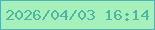 文字の大きさ：2、枠の色：50b2b2、背景の色：a6f0bb、文字の色：4eb6a3 無料ブログパーツのブログ時計