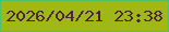 文字の大きさ：2、枠の色：50bf65、背景の色：9fb815、文字の色：4b243a 無料ブログパーツのブログ時計