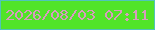 文字の大きさ：5、枠の色：50c4b9、背景の色：51e428、文字の色：d89bbe 無料ブログパーツのブログ時計